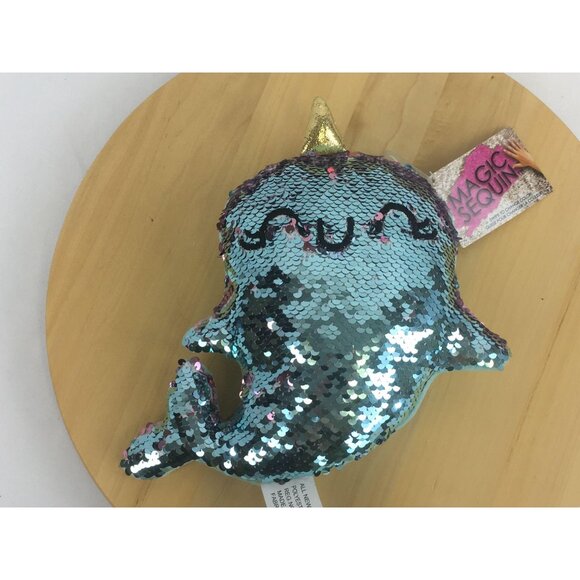 Style  Lab Other - Magic Sequin Narwhal Plush Stuffed Animal NEW Reversible Sequin